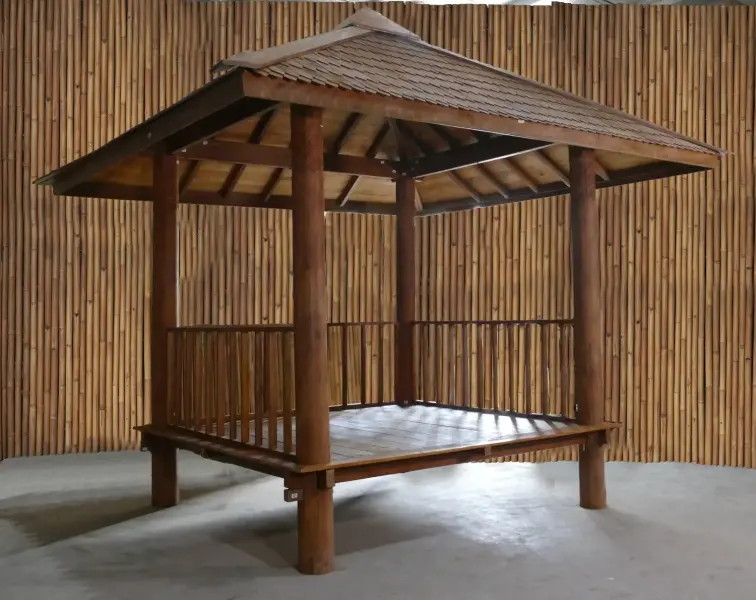 Product image 12 of the product “Gazebo 420x414x410cm Model1, only in Bankirai, with a fence on three sides. ”